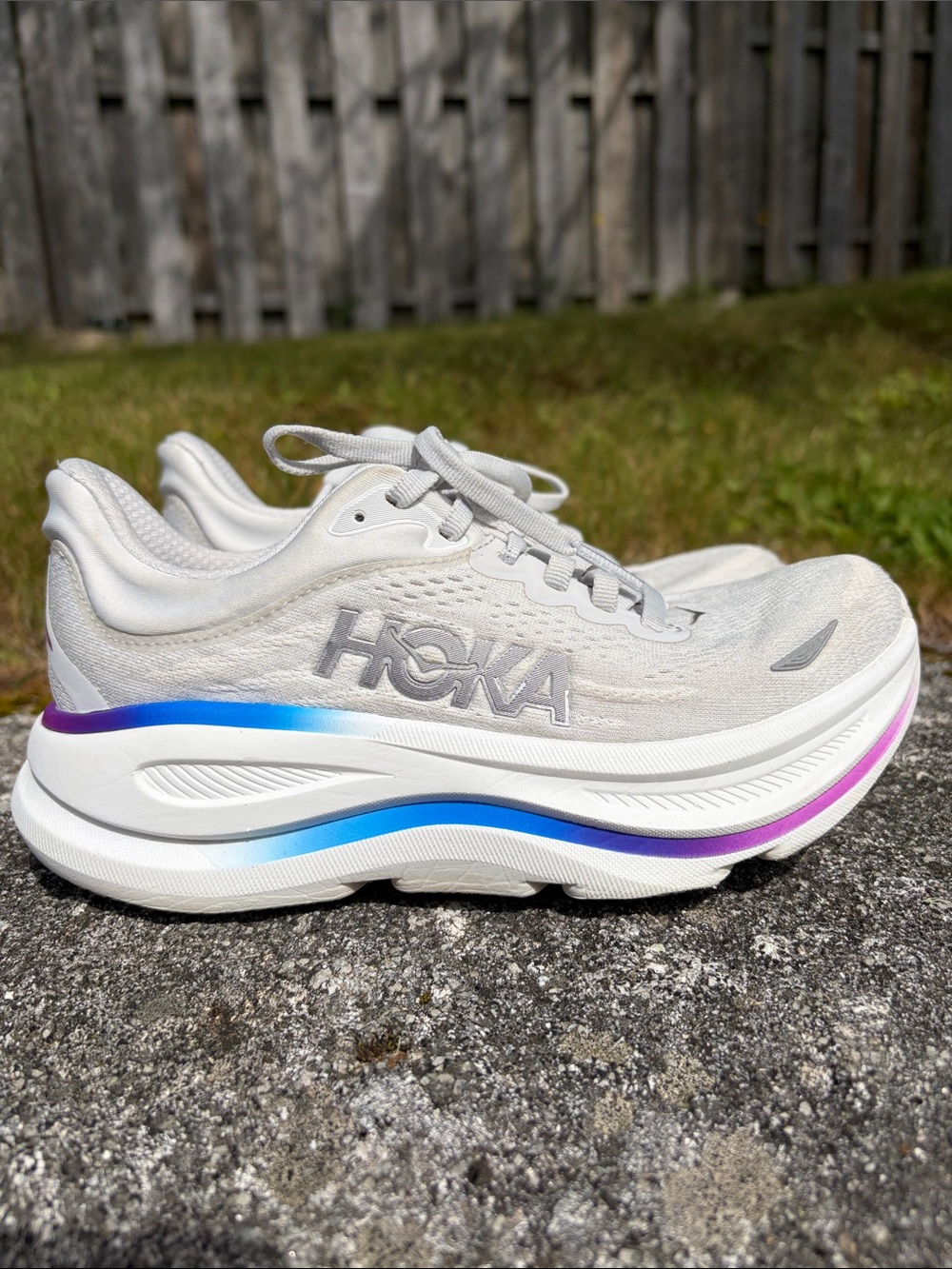 Hoka Bondi 9 Cosmic Grey/White Women's running shoes sneakers size 4 kids 2.5 - Picture 4 of 16